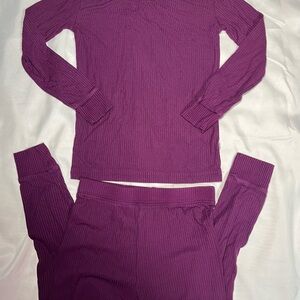 Little Sleepies Purple Ribbed Long Sleeve Pajama Set 3T Bamboo 2Pc Sleepwear